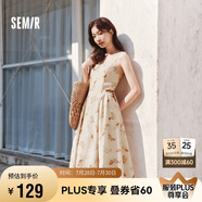 森馬（Semir）連衣裙女顯瘦甜美度假風(fēng)2025夏季森系滿印吊帶裙浪漫109325114033