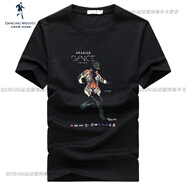與狼共舞（DANCING WOLVES）短袖T恤男2025夏季新款男士圓領(lǐng)印花半袖短t 001黑色 3XL 190/104A