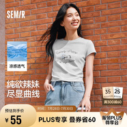 森馬（Semir）涼感T|短袖T恤女短款小狗夏2025小心機修身正肩上衣109325100020