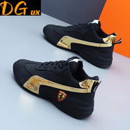 DGUX奢侈大牌男鞋高品質(zhì)真.皮男鞋春秋季新款休閑運動鞋黑金 黑金（男款）棉鞋 40