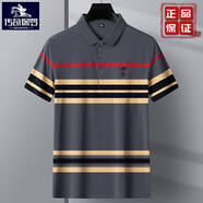 傳奇保羅2025新款高端品牌t恤男短袖有領(lǐng)上衣彩色條紋polo衫中年爸爸夏裝i 深灰色 保羅線下 M 48/170/適合100-125斤