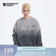 Dangerous people薛之謙dsp漸變仿貂毛時(shí)尚寬松圓領(lǐng)套頭毛衣針織衫 灰色 L