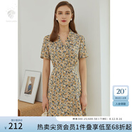 范思藍恩正式氣質(zhì)通勤連衣裙女夏季收腰顯瘦面試西裝裙 油畫(huà)黃 XL