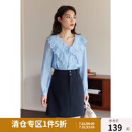 獨(dú)束大碼女裝溫柔仙氣減齡娃娃領(lǐng)襯衫女春季新款微胖mm輕盈甜美小衫 水冰藍(lán) XL （尺碼：3）