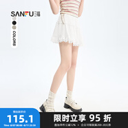 三福半身裙2024夏季碎花防走光內(nèi)襯雙層短裙女裝483825 大白（花邊下擺） 165/68A/M