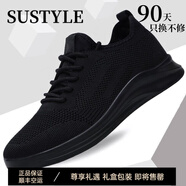 SUSTYLE高檔奢侈品男鞋運(yùn)動(dòng)鞋男士2025春夏季新款軟底防滑輕便休閑鞋子男 黑色 45
