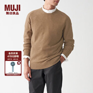無印良品 MUJI 男式 牦牛絨混羊毛 圓領毛衣 AAA06A1A 長袖針織衫 淺米色 L (175/100A)