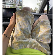 至濤玫瑰花卉破洞牛仔短褲男款夏季美式高街褲子外穿潮牌工裝四五分褲 K2632黃色 L