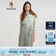 Hush Puppies暇步士女裝春工裝風(fēng)休閑襯衫連衣裙 115淡綠 XS