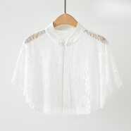 浮夏配吊帶裙的小外搭國風(fēng)版夏季披肩短款薄外套雪紡罩衫斗篷小披肩女 白色(蕾絲) 均碼 80-145斤