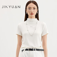 金苑白色立領修身短袖T恤女歐洲站2025秋季新款體恤上衣F253103 白色 均碼