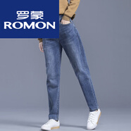 羅蒙輕奢女裝 牛仔褲女2025年秋冬季新款時(shí)尚時(shí)尚哈倫寬松顯瘦蘿 藍色長(cháng)褲005 29 建議110-120斤