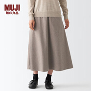無(wú)印良品 MUJI  女式 彈力 起毛 喇叭裙 半身長(cháng)裙秋冬季 簡(jiǎn)約風(fēng)BEK40C2A 棕色 XS