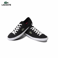 LACOSTE法國(guó)鱷魚男鞋經(jīng)典款橡膠鞋休閑透氣系帶百搭帆布鞋 黑色02H 7-27SPM107702H 42