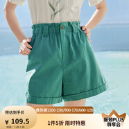 茵曼（INMAN）2025夏女新款時尚休閑百搭純色花苞舒適遮胯顯瘦A字短褲 紺藍(lán)色 M