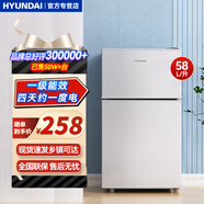 HYUNDAI韓國現(xiàn)代冰箱雙開門小型一級能效小冰箱家用宿舍租房冷藏冷凍電冰箱節(jié)能省電保鮮低噪 58L銀【一級能效、店長力薦】