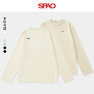 SPAO韓國同款純棉長(cháng)袖T恤男女同款情侶裝簡(jiǎn)約百搭上衣潮SPCX25ST01LD 米杏#SP標貼字 S