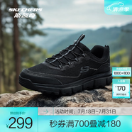 斯凱奇（Skechers）2025新款男士戶外登山鞋輕便耐磨提拉方便穿脫大底 全黑色/BBK 45.5