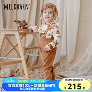 Milkbarn春秋寶寶背帶褲 6-24月男女童外穿長褲嬰兒可愛休閑褲子 紅棕色 73 cm