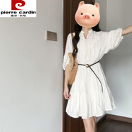 皮爾卡丹（pierre cardin）法式白色襯衫連衣裙子女夏季2025新款小個子川西草原穿搭氣質(zhì)短裙 波西米亞白色連衣裙2025夏季流行 L 55/60kg