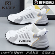 KLWP香港正品男鞋春季新款運(yùn)動(dòng)休閑鞋百搭軟底跑步潮鞋厚底旅游鞋男 白灰色 41