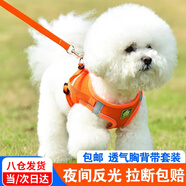 迪普爾狗繩狗狗牽引繩拴狗鏈子胸背帶寵物貓咪小狗中型犬小型犬遛狗繩子 橙色M-（建議體重6-9斤）