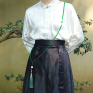 次嘉新中式斜跨鏈老山檀木斜挎多用菩提念珠文藝項鏈女多層手串佛珠 雅青[綠瑪瑙+珍珠] 長(cháng)130cm