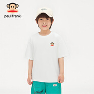 大嘴猴（paul frank）童裝兒童短袖T恤2025款男女童寬松舒適休閑純棉中大童上衣 02AB白色 110