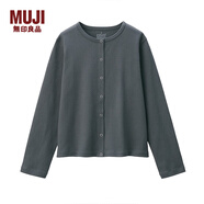 無印良品 MUJI 女式 粗棉線 天竺編織 開衫 炭灰色 M