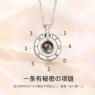 梵吉雅一鹿有你項鏈女925銀吊墜投影定制照片七夕情人節禮物送女友老婆 愛(ài)的記憶-白金色-定制彩色照片