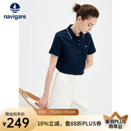 Navigare意大利小帆船女士T恤25春夏季新品休閑簡(jiǎn)約POLO衫百搭時(shí)尚體恤衫 海軍藍(lán) XL