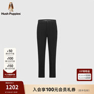Hush Puppies【豐盈厚實(shí)】暇步士男裝冬季蓄熱保暖彈力絨感長(zhǎng)褲 漆黑色 38