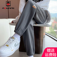 AEMAPE休閑褲女2025春秋季女裝卡其色運動(dòng)褲女時(shí)尚百搭加絨褲子 深灰色春秋款 常規 2XL