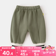 嘟嘟家女童加絨褲子冬裝兒童冬季保暖長褲男童加厚休閑褲寶寶運(yùn)動(dòng)褲冬款 軍綠色 80