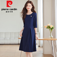 皮爾卡丹（pierre cardin）氣質(zhì)優(yōu)雅七分袖連衣裙女春秋季2025新款時(shí)尚內搭打底裙配西裝裙子 藏青色 M