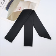 卡若登新品連衣裙腰帶女款夏季純色百搭黑色絲綢雪紡布料細長(cháng)裝飾配褲子 黑色啞光雪紡布料腰帶 180cm