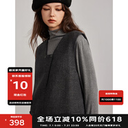 BASIC HOUSE百家好韓系顯瘦打底衫女2024冬季毛呢羊毛背心裙套裝 灰色 S