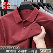 POLO SPORT奧萊品牌折扣保羅短袖POLO衫男夏季高端刺繡馬標休閑半袖T恤 酒紅 52/XL建議140-155斤 均碼