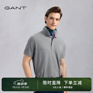 GANT/甘特【100%棉】夏男士休閑時尚印花logo翻領短袖T恤POLO衫 93-灰色 S
