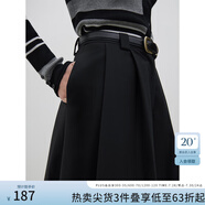 范思藍(lán)恩23FS14616長款百搭半身裙冬裝新款顯瘦顯高A字傘裙 黑色 XS