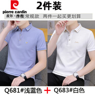 皮爾卡丹（pierre cardin）高級(jí)感短袖T恤男夏季男士polo新款青年時(shí)尚休閑繡花翻領(lǐng)舒適上衣 05681淺藍(lán)色+05683白色 L