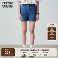 Teenie Weenie小熊女裝夏季簡約時尚牛仔短褲時尚高腰褲子女韓版 深藍色 L (170)