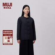 無印良品（MUJI）女式 復(fù)合 無領(lǐng)盤扣夾克 女外套新中式女裝上衣25年春季BDD90C5S 黑色 M （160/84A）