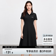 尚都比拉簡(jiǎn)約通勤連衣裙女夏季收腰A字裙短袖polo裙 黑色152L59055  L 