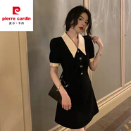 皮爾卡丹法式連衣裙大碼裝新款復(fù)古娃娃領(lǐng)感赫本風(fēng)溫柔氣質(zhì)修身茶歇裙 1066-短款 3XL 【建議160-180斤】