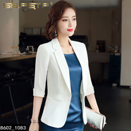 夏典素訂女王（SE.PSTP）白色小西裝套裝裙女2025新款職業(yè)氣質(zhì)連衣裙女式夏季西服外套春秋 8602白色七分袖薄西裝 西裝弧形 S 【80斤~89斤】