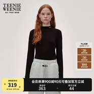 Teenie Weenie小熊女裝簡約簡約冬裝吸濕發(fā)熱抓絨半高領(lǐng)打底衫T恤 黑色 L (170)