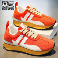 森馬（senma）男鞋秋季透氣潮牌百搭男士運動(dòng)休閑復古阿甘舒適跑步增高老爹潮鞋 桔色 36 [標準運動(dòng)碼現貨速發(fā)]