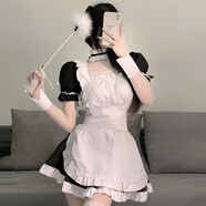 oein貓媛睡衣性感日系可愛(ài)cosplay女傭純欲制服夜場(chǎng)咖啡廳貓咪黑白女 A黑6件套+襪子+羽毛棒 S