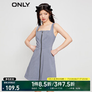 ONLY時尚百搭短款A(yù)字吊帶雪紡連衣裙女|123207028 H31尤琪藍白格 M 165/84A